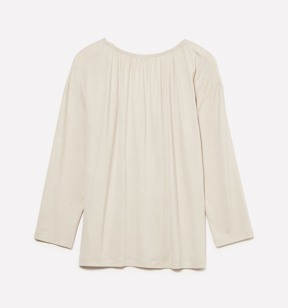 Dove gray t-shirt with curl - women's long sleeve t-shirts - Beige | Sisley image number 2